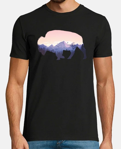 T-shirt regalo di escursionismo avventura nella natura selvaggia della montagna del bisonte del bufalo ameri