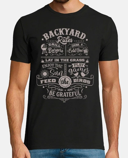 Tee-shirt règles du jardin bière et barbecue
