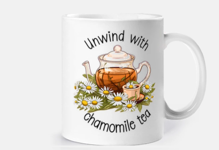Cup Relax With Chamomile Tea, Watercolor