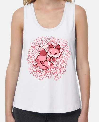 Tee-shirt renard fleur de cerisier - gilet femme