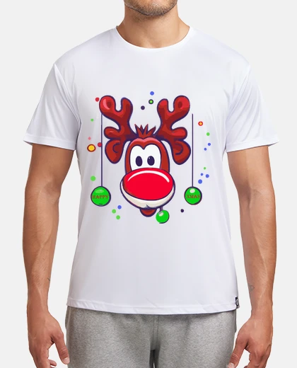 T-shirt renna rudolph buon natale disegno