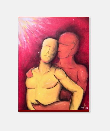 Wall reproduction on canvas of two boys