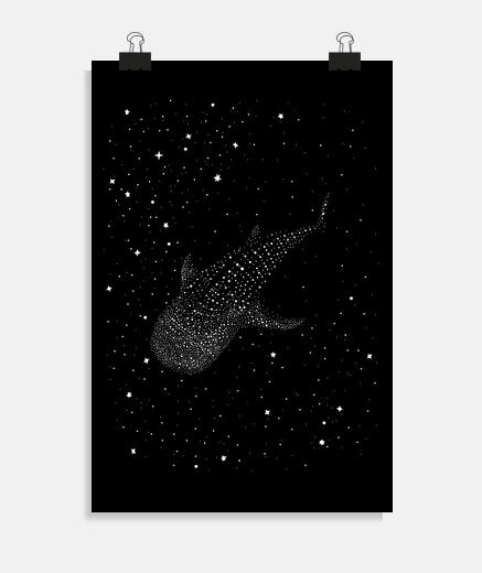 Poster requin baleine cosmique - affiche