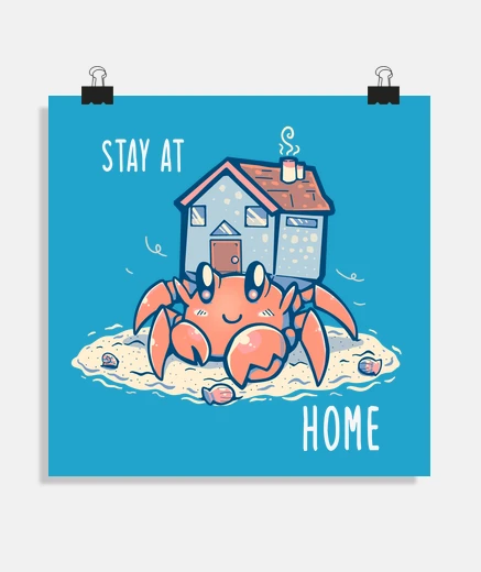 Poster rester à la maison ermite - affiche