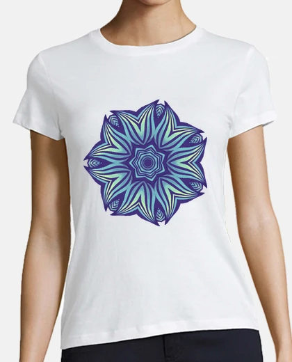 Tee-shirt résumé fleurs rayures kaléidoscopique
