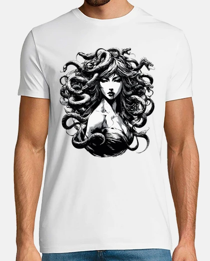 Camiseta retrato de tinta de medusa