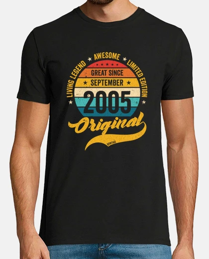 Camiseta Retro 18 Years September 2005 Birthday Vintage Bday Classic