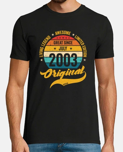 Tee-shirt Retro 20 Years July 2003 Birthday Vintage Bday Classic