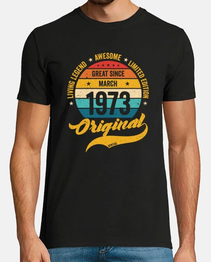 Camiseta Retro 50 Years March 1973 Birthday Vintage Bday Classic