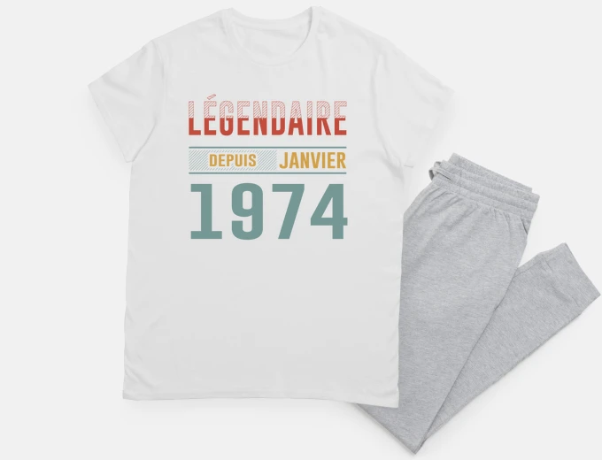 Pyjama retro birthday gift January 1974