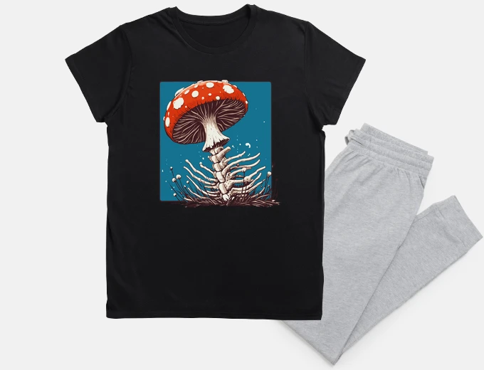 Pyjama Retro Botanical mushroom on spine bones