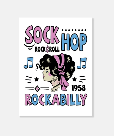 Wall retro canvas rockabilly music 1950s rock and roll sock hop 1958 pin up