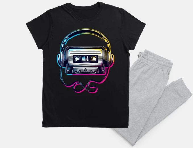 Pajama Retro Cassette Tape Headphones Glitch