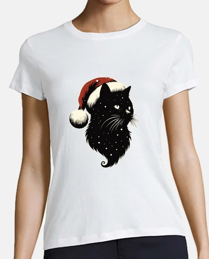 T-shirt Retro cosmic christmas black cat