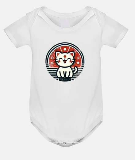 Kids Retro Geometry Kitten Lover Japanese