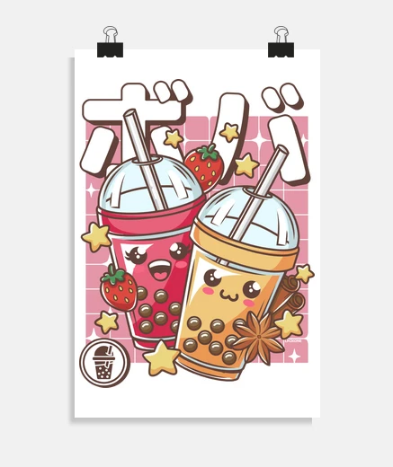Poster retro kawaii bubble tea