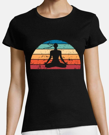 Tee-shirt rétro méditation coucher de soleil vint
