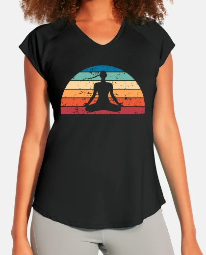 T-shirt Retro Meditation Sunset Vintage Yoga