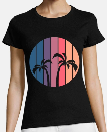 Playera retro palm trees graphic tee tropical