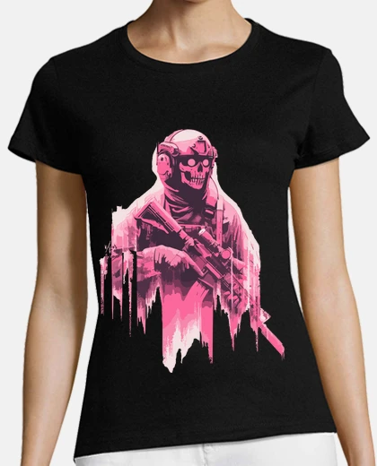 Playera retro pink skull soldier