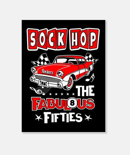 Wall retro rockabilly 1950s sock hop dance party 50s rock n roll canvas
