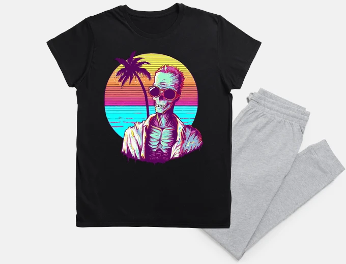 Pyjama Retro vaporwave funny zombie in sunglas