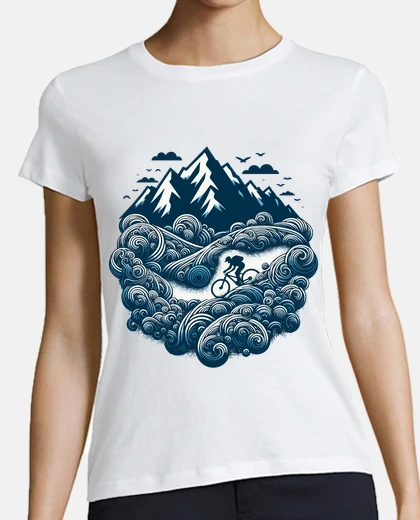 Tee-shirt rétro vintage descente vététiste