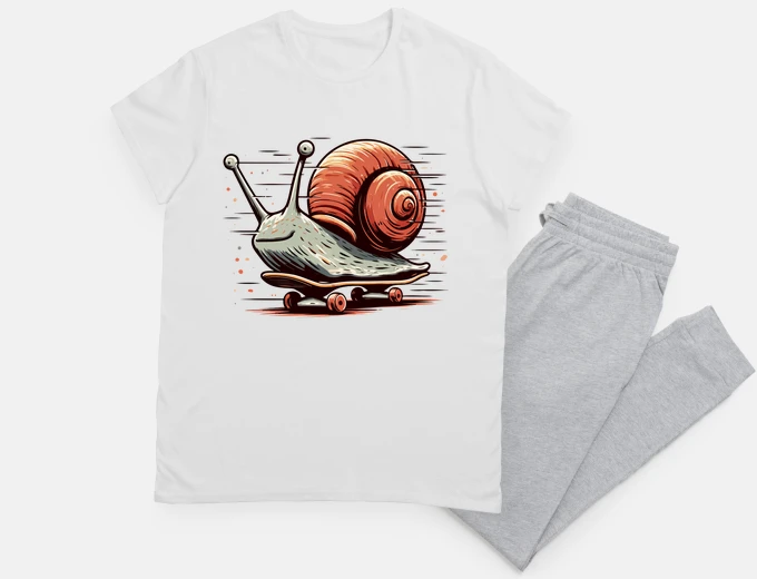 Pyjama Retro vintage funny snail on skateboard