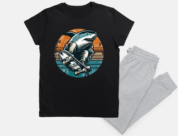 Pyjama Retro Vintage Shark Skater