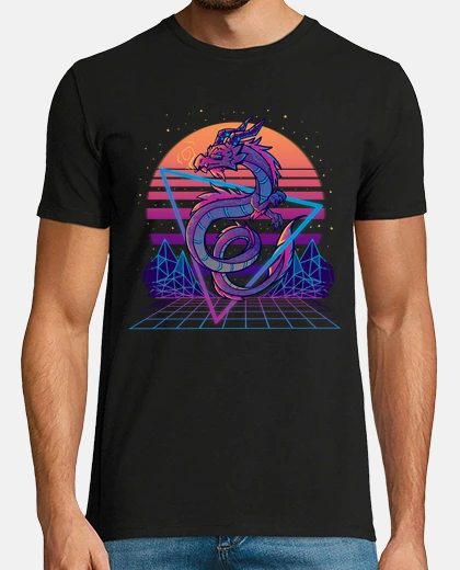 Tee-shirt retrowave dragon esthétique - chemise pour homme