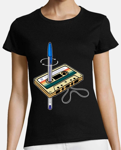 T-shirt rewind cassette pen bic gift father&#39;s day eighties retro 80s vintage 90s