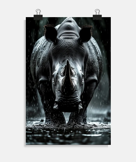 Poster Rhinoceros Wild Animal Portrait Nature