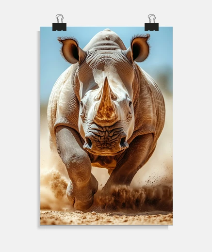 Poster Rhinoceros Wild Animal Portrait Nature