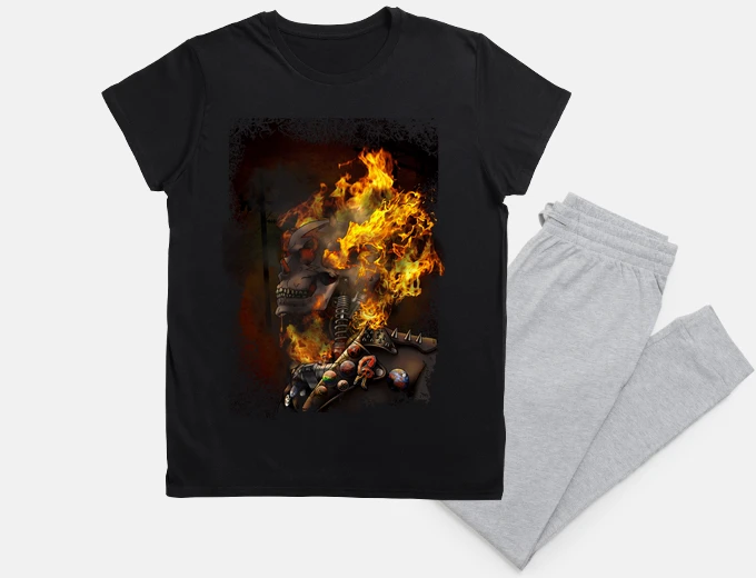 Pyjama rider on fire