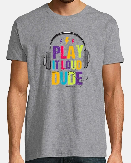 T-shirt riprodurlo a voce alta headphones musica design colorato