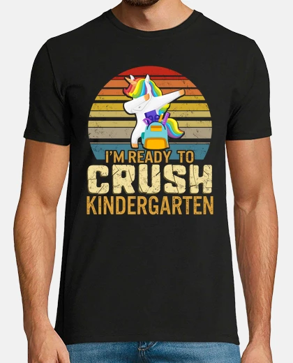 T-shirt ritorno a scuola maglietta sono pronto a schiacciare la scuola materna tamponando unicorno vintage r