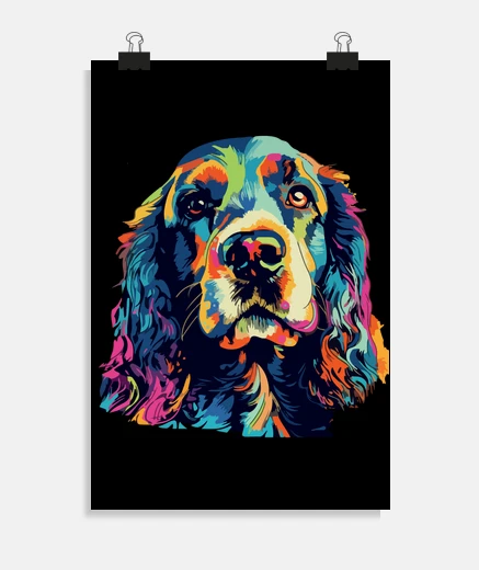Poster ritratto colorato di cocker spaniel
