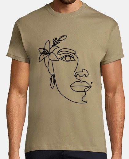 T-shirt ritratto minimalista disegnato in linee