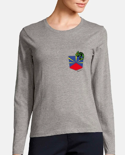 T-shirt riunione di camaleonte tasca t-shirt donna manica lunga