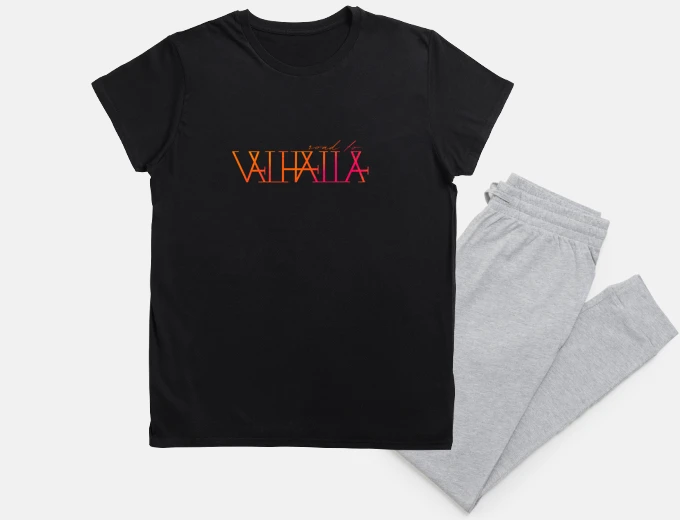 Pyjama road to valhalla - vikings text logo