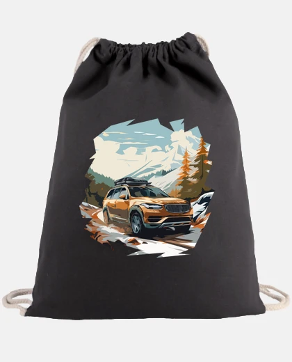 Bag road trip in suv in the mountains, 4x4, tote mountain bag