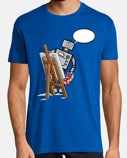 Camiseta robot bocadillo vacío hombre azul
