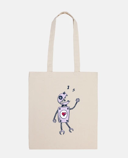Bolsa robot cantando feliz