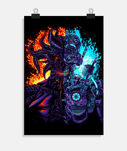 Poster robot contro demone