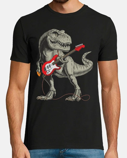 Tee-shirt rock and roll dinosaure guitariste parc jurassique musique guitare