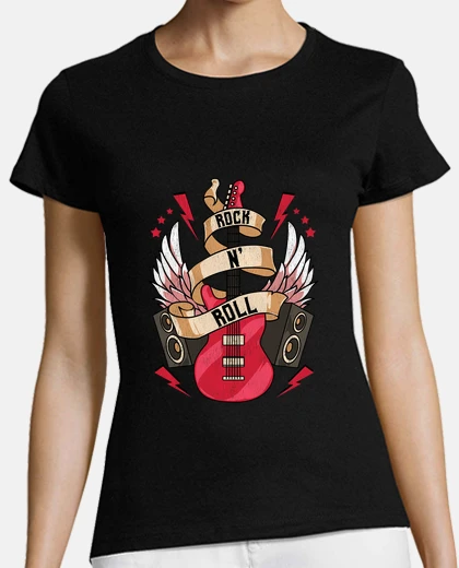 Playera Rock and Roll Guitarra Altavoces