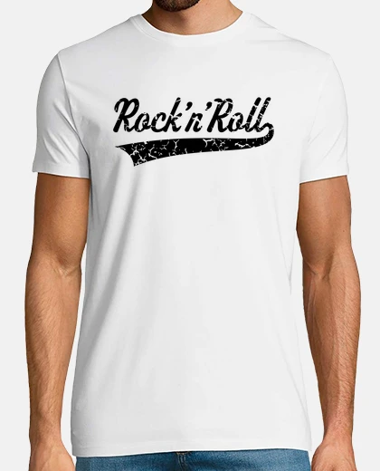 Tee-shirt rock and roll lettrage vintage blanc