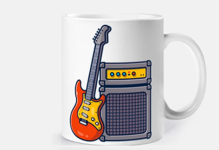 Cup rock guitar and amp