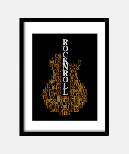 Framed rock n roll guitar