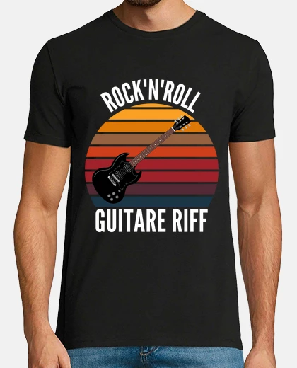 Tee-shirt Rock n roll guitare riff vintage retro
